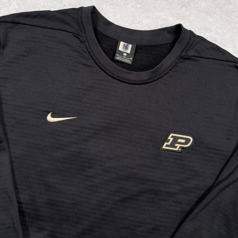 Nike Purdue Boilermaker Therma-Fit Pullover Men XL Black NCAA Team Issue Thermal